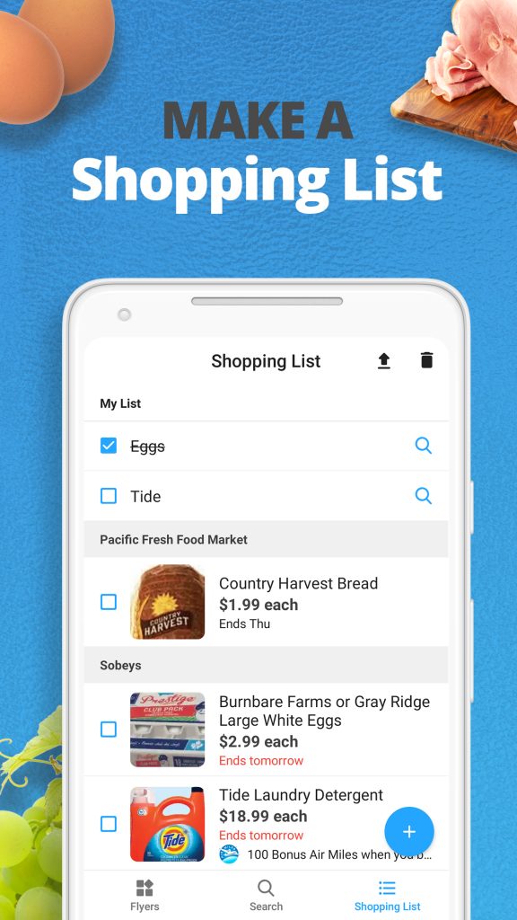 reebee app shopping list