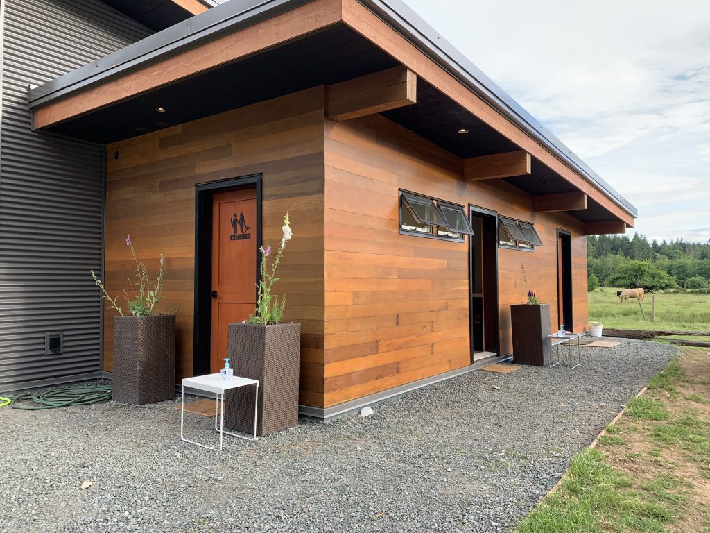 restrooms at Fossil Beach Farm