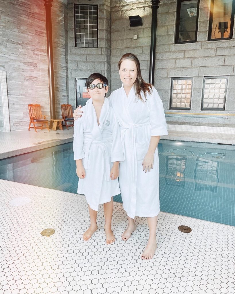 Mom and son Fairmont Empress pool